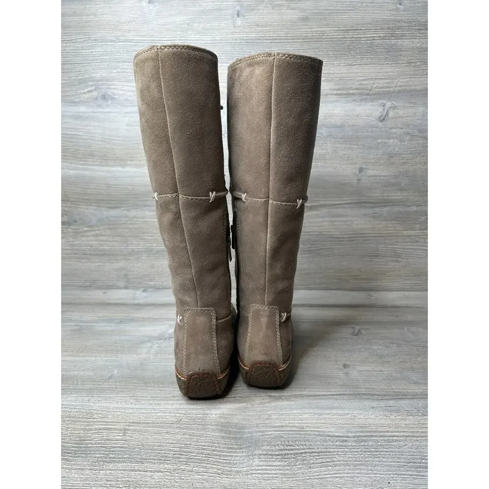 Timberland Moorland Hollace Boots Womens 5.5 Tan Leather Lace Up Tall 69399